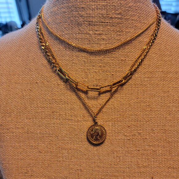 Gold Coin Multilayer Necklace - Picture 4 of 9